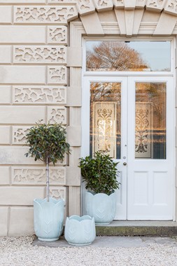 KEW OUTDOOR PETAL BOWL PLANTER IN STONE:SLATE &pound;99.99, KEW OUTDOOR STONE:SLATE PETAL PLANTER &pound;149.99 & KEW OUTDOOR SLATE PETAL VASE PLANTER &pound;189.99