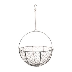 OUTDOOR HANGING WIRED NETTED BASKET ZINC H40CM D40CM &pound;29.99