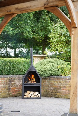 OUTDOOR HENLEY FIREPLACE BLACK WITH GRILL IRON &pound;499.99