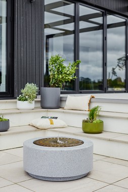 SOLIS LARGE WATER FEATURE WITH LIGHT DISPLAY IN TERRAZZO & BRASS &pound;399.99