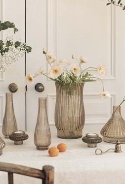 Airlie Ribbed Stem Vase Apricot H22cm W7cm &pound;16.99