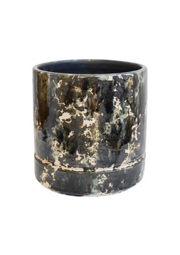 ATLAS REACTIVE GLAZESMUDGE PLANTER DEEP GREEN H16CM D16.5CM £15.99
