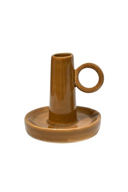 Bowen Dinner Candle Holder With Handle Fawn H10cm D10cm &pound;14.99