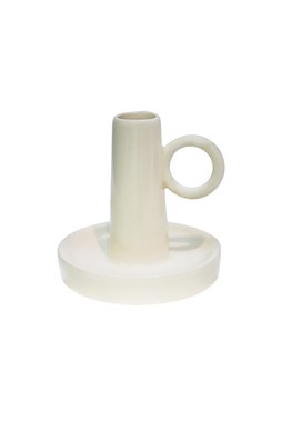 Bowen Dinner Candle Holder With Handle Linen H10cm D10cm &pound;14.99