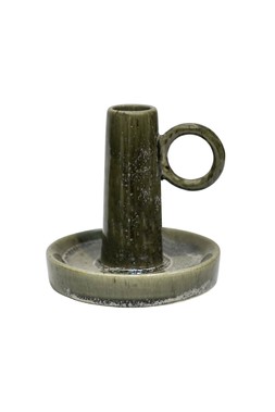 Bowen Dinner Candle Holder With Handle Moss H10cm D10cm &pound;14.99