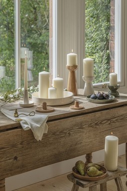 Bowen Pillar Candle Holder Fawn H22cm D9cm &pound;19.99