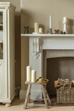 Bowen Pillar Candle Holder Linen H22cm D9cm &pound;19.99