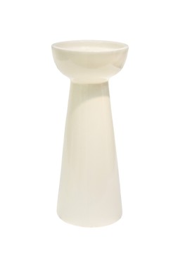 BOWEN PILLAR CANDLE HOLDER LINEN H22CM D9CM £19.99