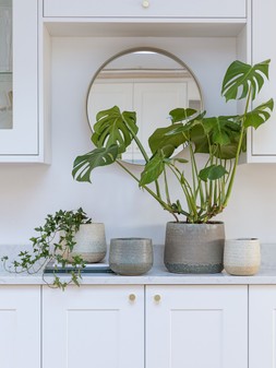 Celeste Cream Planter H14cm D15cm &pound;12.99, H17cm D21cm &pound;24.99, Celeste Grey Planter H15cm D18cm &pound;19.99, H21cm D26cm &pound;49.99