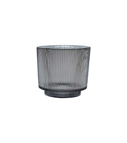 CHARCOAL RIBBED GLASS HOLDER 10.5CM W10.5CM £6.99