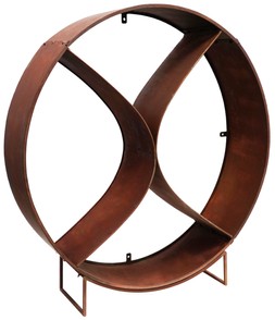 CIRCLE SCULPTURAL LOG STORAGE NATURAL RUST H116CM W110CM &pound;449.99
