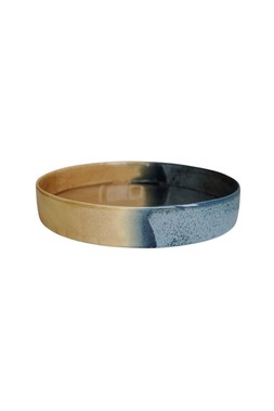 DIPPED BOWEN CANDLE PLATE BLUE AND BROWN £25.99
