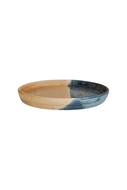 DIPPED BOWEN CANDLE PLATE BLUE AND BROWN H2.5CM D20CM £13.99