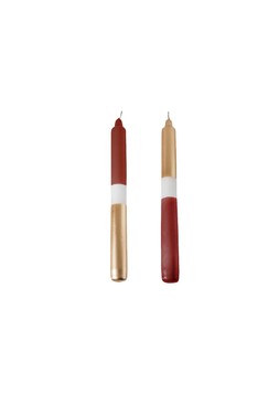 Dipped Gold Ivory Bordeaux Colour Candles Set Of 2 &pound;9.99