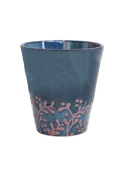 DOVER TERRACOTTA FOLIAGE GLAZED TEAL PLANTER H14.5CM D15CM £14.99