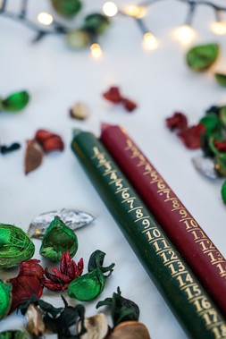 Emerald Advent Candle &pound;3.99, Bordeaux Advent Candle &pound;3.99