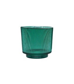 EMERALD RIBBED GLASS HOLDER H14CM W15CM £12.99