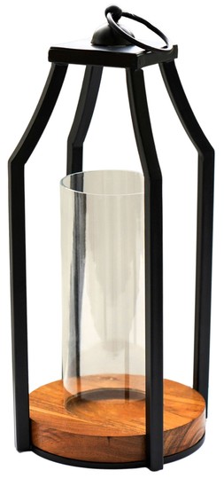 Felicity Circular Base Lantern In Acacia Wood:Black &pound;59.99