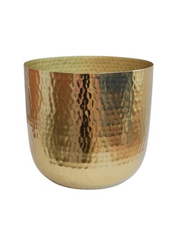 FELIX HAMMERED METAL GOLD PLANTER H16CM D18.5CM £14.99