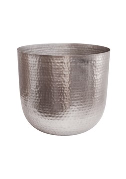 FELIX HAMMERED METAL SILVER PLANTER H18CM D20.5CM £19.99