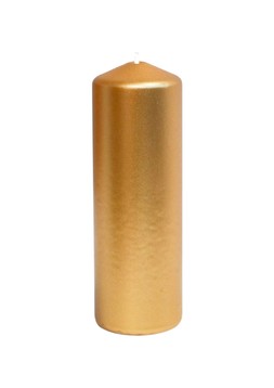 FESTIVE GOLD PILLAR CANDLES 6X18CM £7.99