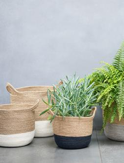 GEILO JUTE NAVY LINED BASKET H17CM D19CM &pound;16.99