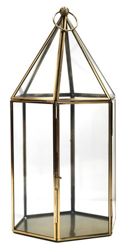 GLASSHOUSE TERRARIUM ANTIQUE BRASS H36CM W18CM &pound;49.99