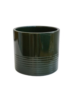 GLAZED POINSETTIA PLANTER MOSS GREEN H15CM D15CM £5.99