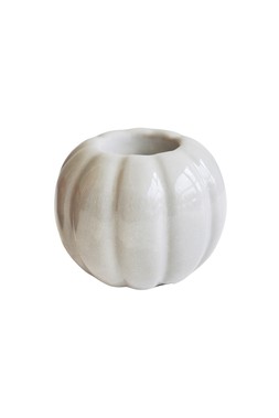 GLAZED PUMPKIN TEALIGHT HOLDER WHITE H11CM W14CM £12.99