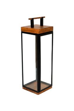 Grace Tall Lantern in Acacia Wood and Black &pound;89.99