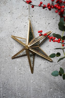 Hanging Antique Brass Mercury Glass Star &pound;37.99 4