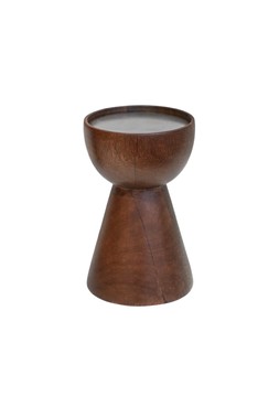 HARVEY WALNUT WOODEN CANDLE HOLDER H14CM D9CM £24.99