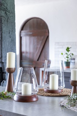 AW25 Ivyline - HARVEY WALNUT TAPERED DOME LANTERN 44.99 & HARVEY WALNUT CYLINDER LANTERN £49.99