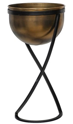 Indoor Kensington Tallbrass Metal Roundplanter On Stand H42cm W20cm &pound;54.99