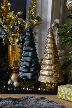 Christmas at Ivyline - JUNIPER EVERGREEN GLASS TREE H41CM W18CM & JUNIPER GOLD GLASS TREE H41CM W18CM£44.99 EACH