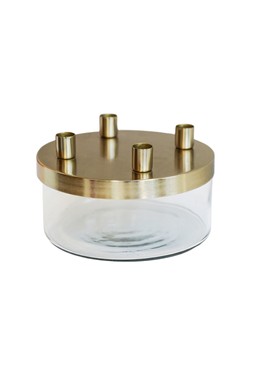 Metal Candle Holder With Glass Bowl Gold H9cm D20cm &pound;39.99