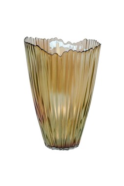MOCHA RIPPLED GLASS VASE H30CM W20.5CM £29.99