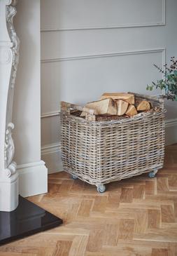 Natural Rattan Log Cart H49cm W58cm &pound;159.99