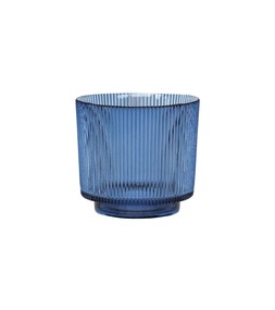 Navy Ribbed Glass Holder H10.5cm W10.5cm £6.99