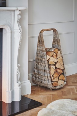 NATURAL RATTAN TALL LOG STORAGE H90CM W35CM £139.99