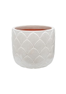 OUTDOOR BRAMLEY IVORY GLAZED PLANTER H21.5CM D24CM