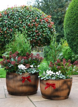 Outdoor Hampton Copper Bowl Planter Set of 2