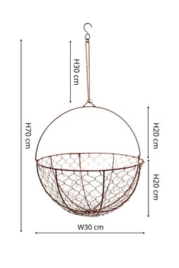 OUTDOOR HANGING WIRED NETTED BASKET H40CM D40CM