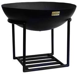 OUTDOOR CAST IRON FIRE PIT ON STAND IN BLACK IRON H45CM W56CM &pound;239.99