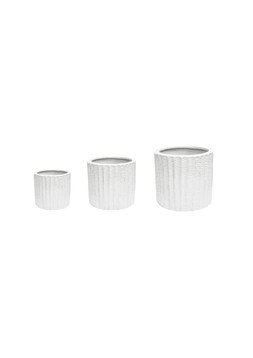 OUTDOOR CHARLESTON TEXTURED WHITE PLANTER SET OF 3 &pound;84.97 (OCTWPSET3)