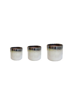 Outdoor Hazelton Pewter Ivory Planter Set Of 3 &pound;104.97