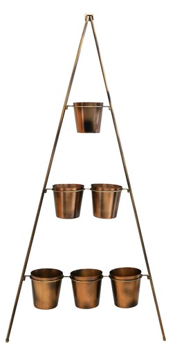 OUTDOOR VERTICAL GOLD METAL WALL PLANT STAND WITH PLANTERS &pound;149.99