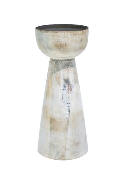 Padstow White Wash Wooden Candle Holder H22cm D9cm &pound;24.99
