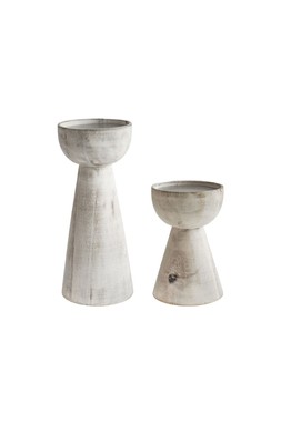 Padstow Whitewash Wooden Candle Holders 2 Pack £44.98