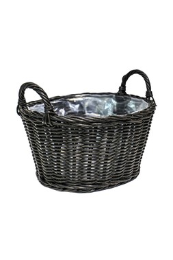POLYRATTAN LINED BASKET WILLOW H24CM D33CM &pound;29.99 (161915)